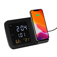 16490.30 - Станция беспроводной зарядки с часами и календарем и подсветкой логотипа Novem, черная