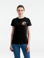 70383.30 - Футболка женская «Цветочная азбука: А», черная