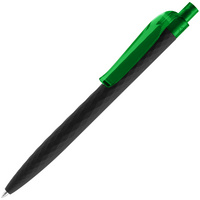 7091.39 - Ручка шариковая Prodir QS01 PRT-T Soft Touch, черная с зеленым