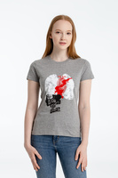 70889.11 - Футболка женская «Ты у меня вот здесь», серый меланж