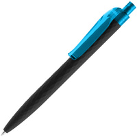 7091.43 - Ручка шариковая Prodir QS01 PRT-T Soft Touch, черная с голубым