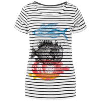 70330.64 - Футболка женская «Морские обитатели», белая с темно-синим