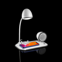 16239.60 - Лампа с колонкой и беспроводной зарядкой Flashback, белая