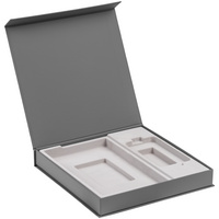 17241.10 - Коробка Modum с флокированным ложементом под ежедневник 13х21 см и аккумулятор, серая