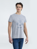 70755.14 - Футболка приталенная Old Patents. Wheel, голубой меланж