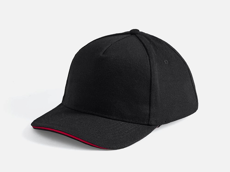 Бейсболка Long Beach, черная с красным