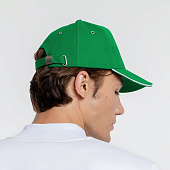 Бейсболка Classic, ярко-зеленая с белым кантом