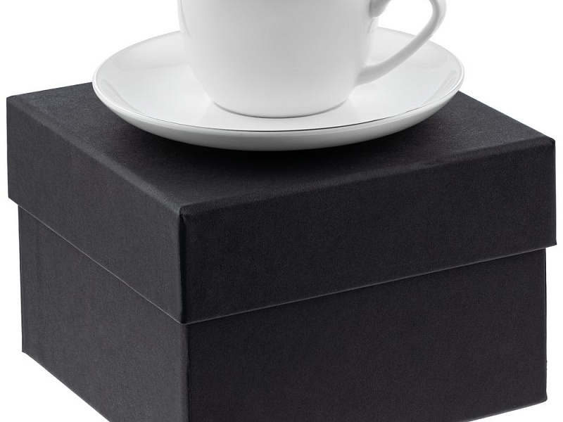 Кофейная пара Select, белая с серебристой отводкой