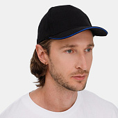 Бейсболка Long Beach, черная с ярко-синим