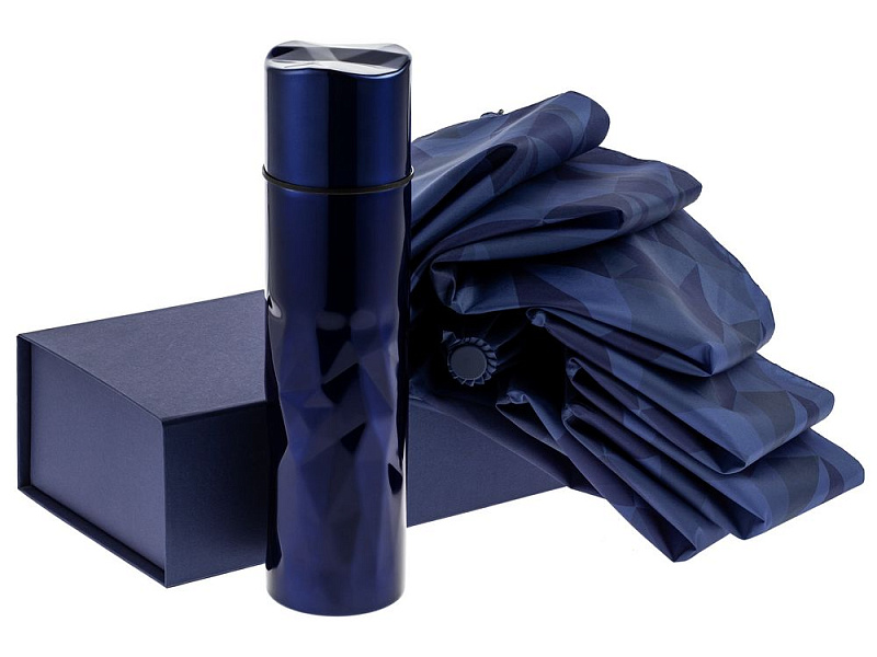 Набор Gems: зонт и термос, синий