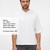 Футболка оверсайз унисекс с капюшоном Neofit, молочно-белая