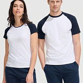 Футболка мужская двухцветная Funky 150, белая с темно-синим