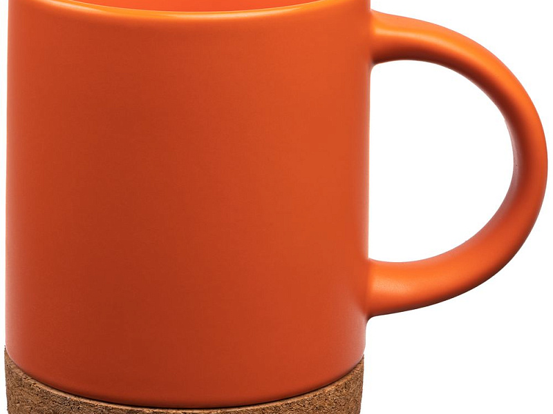 Кружка с пробковой подставкой Corky, оранжевая