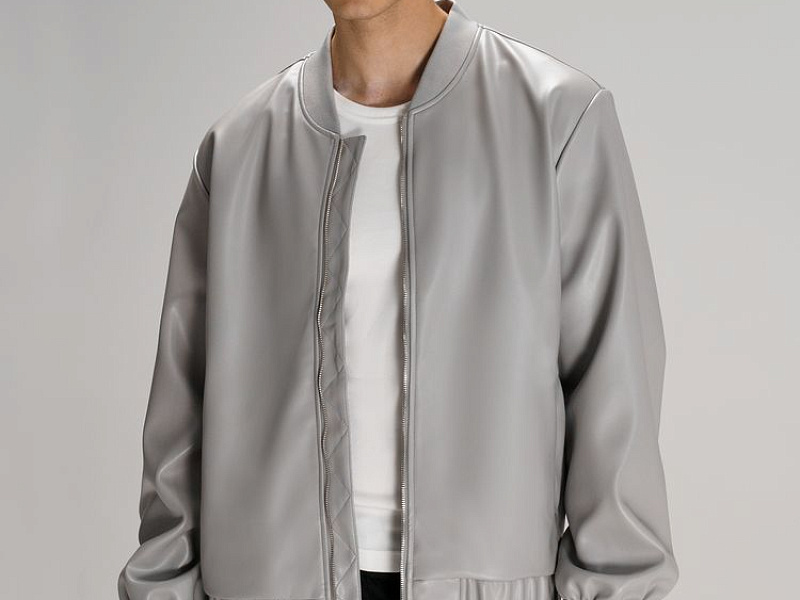 Бомбер из искусственной кожи Univer, серый