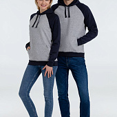 Толстовка унисекс Seattle, серый меланж с темно-синим