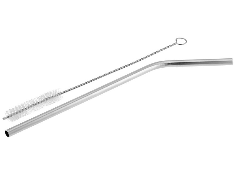 Набор Mellow, с изогнутой трубочкой, серебристый