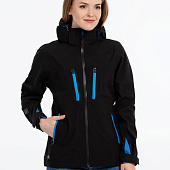 Куртка софтшелл женская Patrol, черная с синим