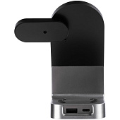 Зарядная станция с часами E-Store для смартфона, часов и наушников, черная