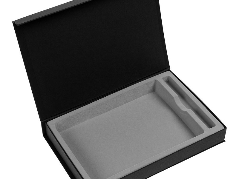 Коробка Silk с ложементом под ежедневник 15х21 см и ручку, ver.2, черная