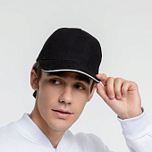 Бейсболка Classic, черная с белым кантом