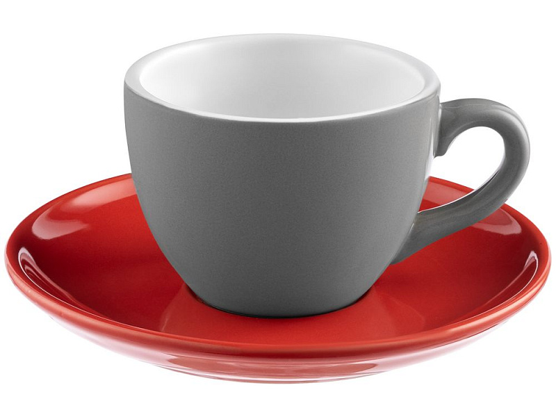 Чайная пара Cozy Morning, серая с красным