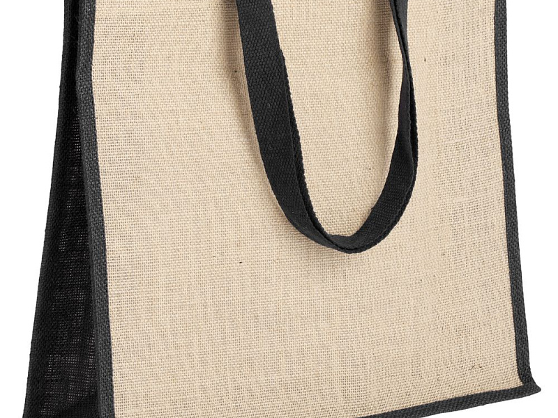 Холщовая сумка для покупок Bagari с черной отделкой