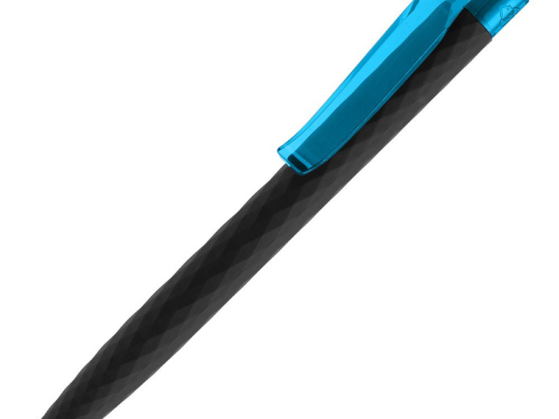 Ручка шариковая Prodir QS01 PRT-T Soft Touch, черная с голубым