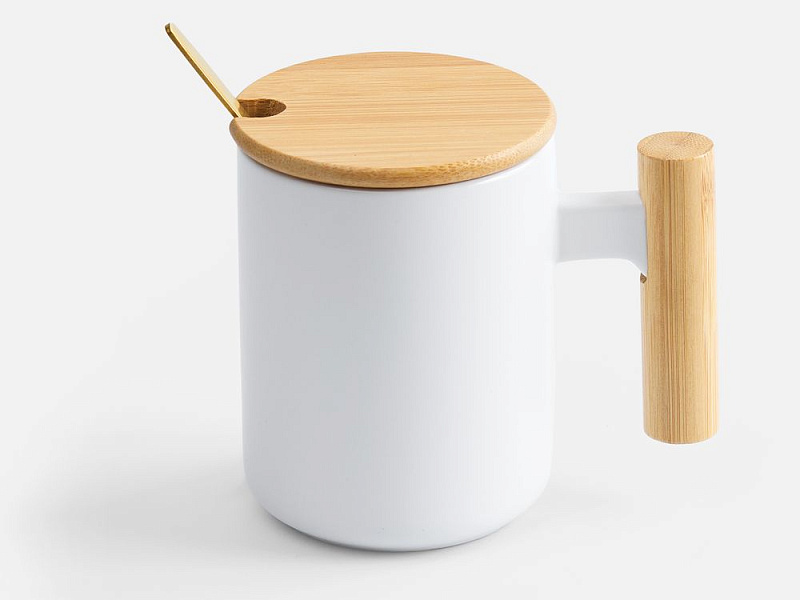 Кружка с ложкой Eco Fusion, белая