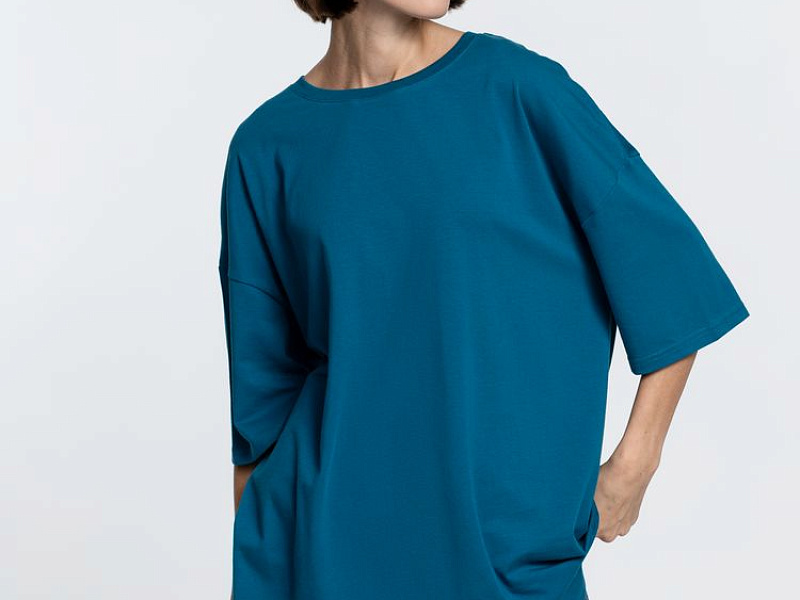 Футболка унисекс оверсайз Crosstown, бирюзовая (морская волна)