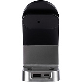 Зарядная станция с часами E-Store для смартфона, часов и наушников, черная