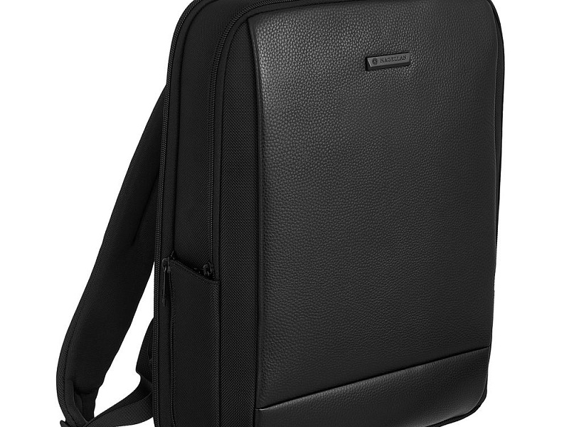 Рюкзак для ноутбука Santiago Slim с кожаной отделкой, черный