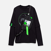 Футболка оверсайз с двойным рукавом Kosmos, черная