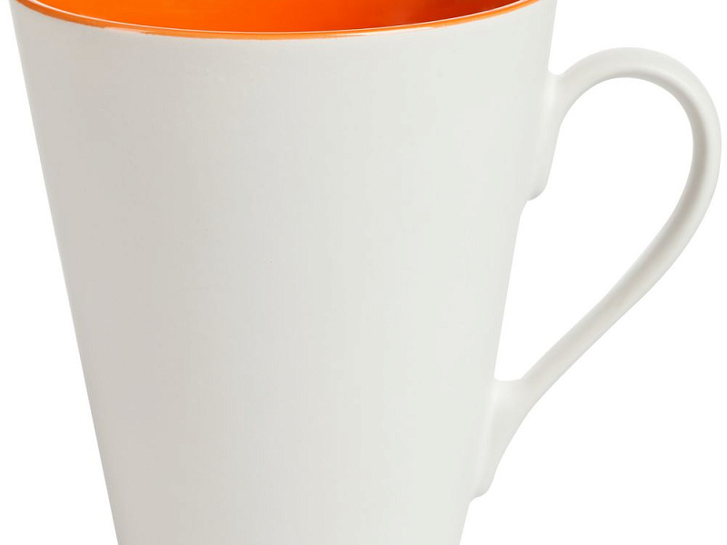 Кружка New Bell матовая, белая с оранжевым