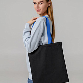 Холщовая сумка BrighTone, черная с ярко-синими ручками