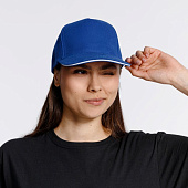 Бейсболка Classic, ярко-синяя с белым кантом