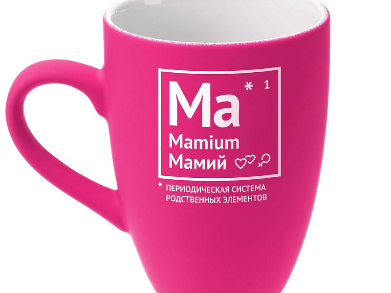 Кружка «Мамий» с покрытием софт-тач, ярко-розовая (фуксия)