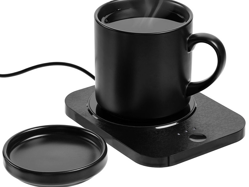 Кружка с подогревом и беспроводной зарядкой dualBase plus, черная