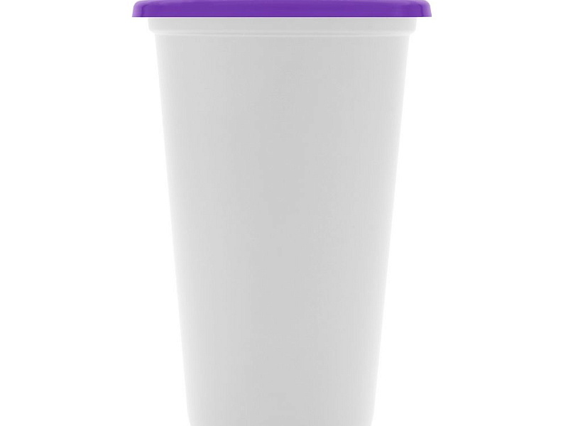Стакан с крышкой Color Cap White, белый с фиолетовым