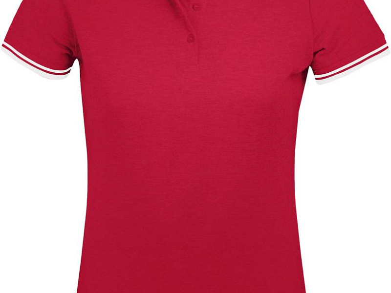 Рубашка поло женская Pasadena Women 200 с контрастной отделкой, красная с белым