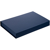 Коробка Silk с ложементом под ежедневник 13x21 см, флешку и ручку, ver. 2, темно-синяя