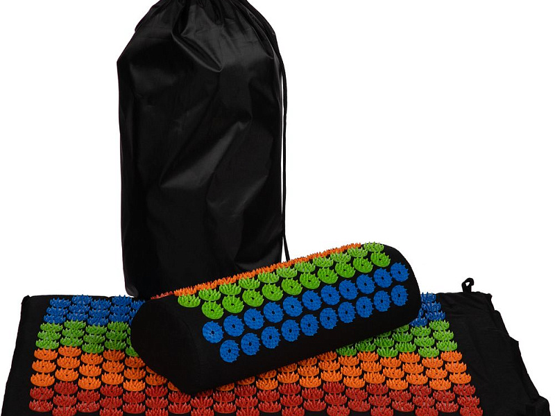 Массажный акупунктурный коврик с валиком Iglu, разноцветный