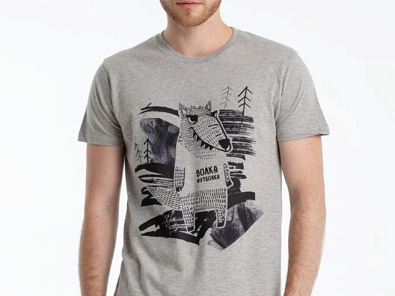 Футболка «Волка футболка», серый меланж