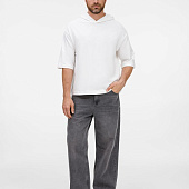 Футболка оверсайз унисекс с капюшоном Neofit, молочно-белая