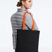 Холщовая сумка BrighTone, черная с оранжевыми ручками