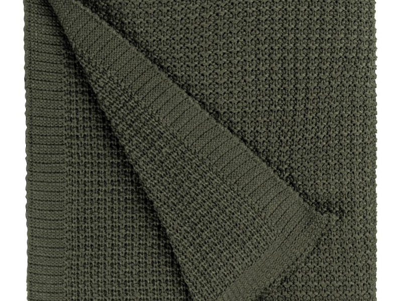 Плед Lattice, зеленый меланж (оливковый)