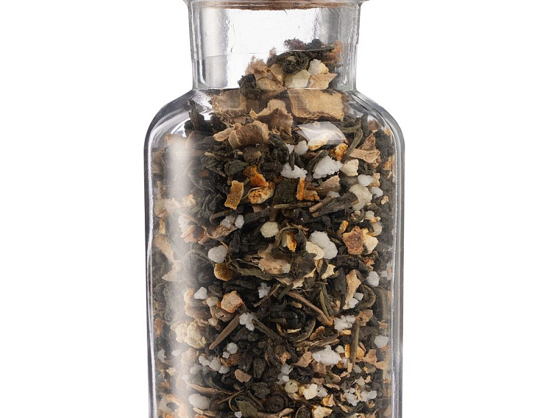 Чай «Сокочай», зеленый с соком имбиря, с кусочками имбиря, апельсина и медом