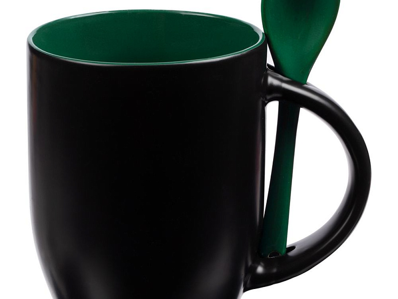 Кружка-хамелеон Melty с ложкой, черная с зеленым