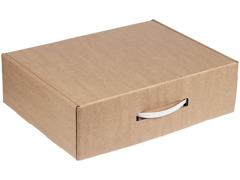 Коробка самосборная Light Case, крафт, с белой ручкой