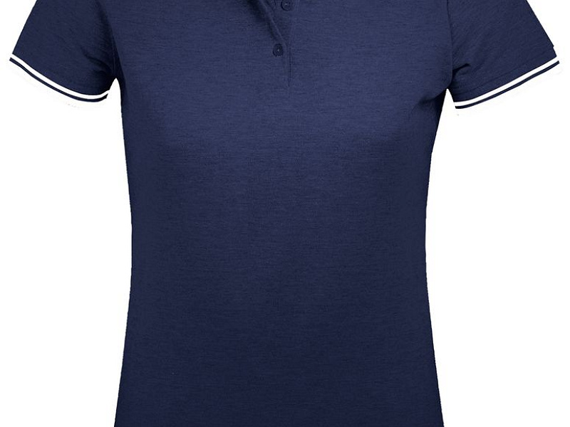 Рубашка поло женская Pasadena Women 200 с контрастной отделкой, темно-синяя с белым