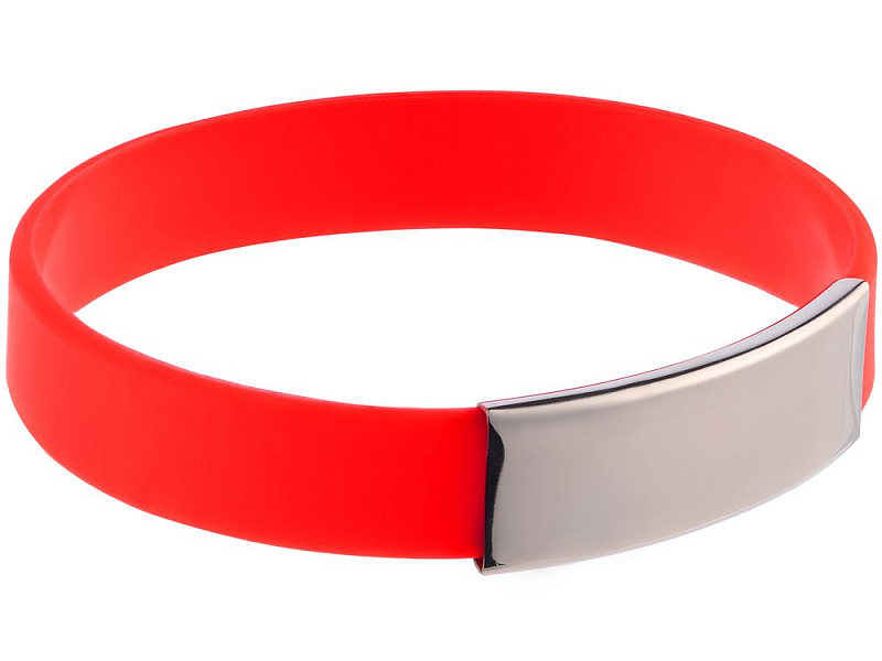 Силиконовый браслет Brisky с металлическим шильдом, красный